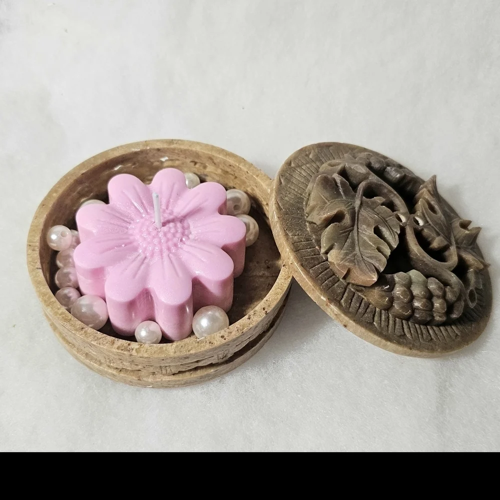 6 Handmade Pink Flower Scented Wedding Gender Baby Shower Wax Candle Giveaways